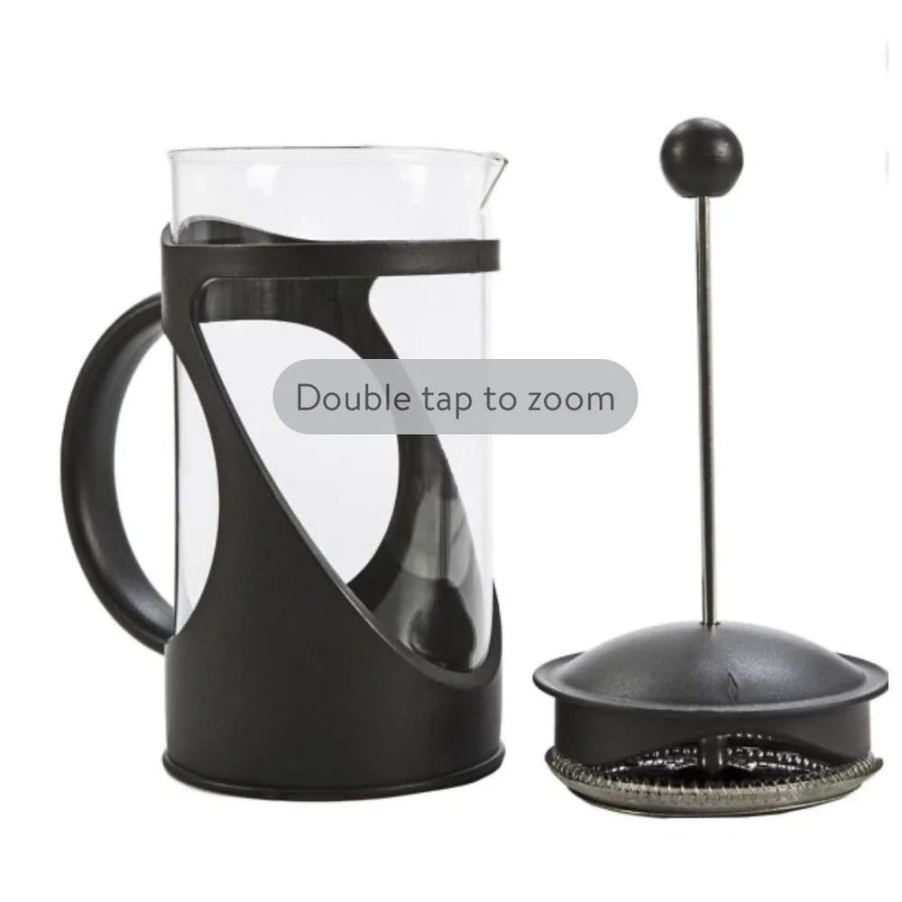 French Press Coffee Maker Black Glass Stainless Steel Mesh Filter Cafetiere 12oz